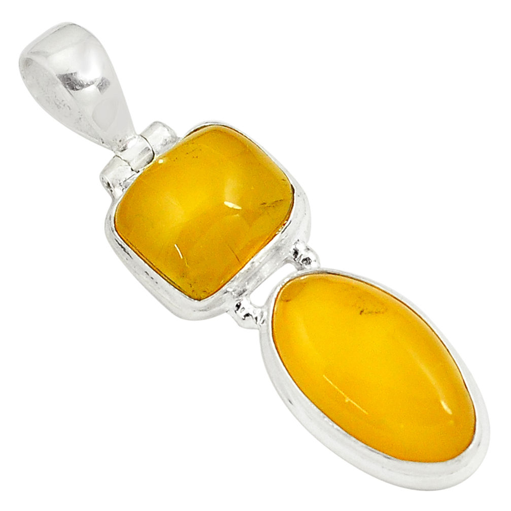 11.57cts natural yellow amber bone 925 sterling silver pendant jewelry p79099