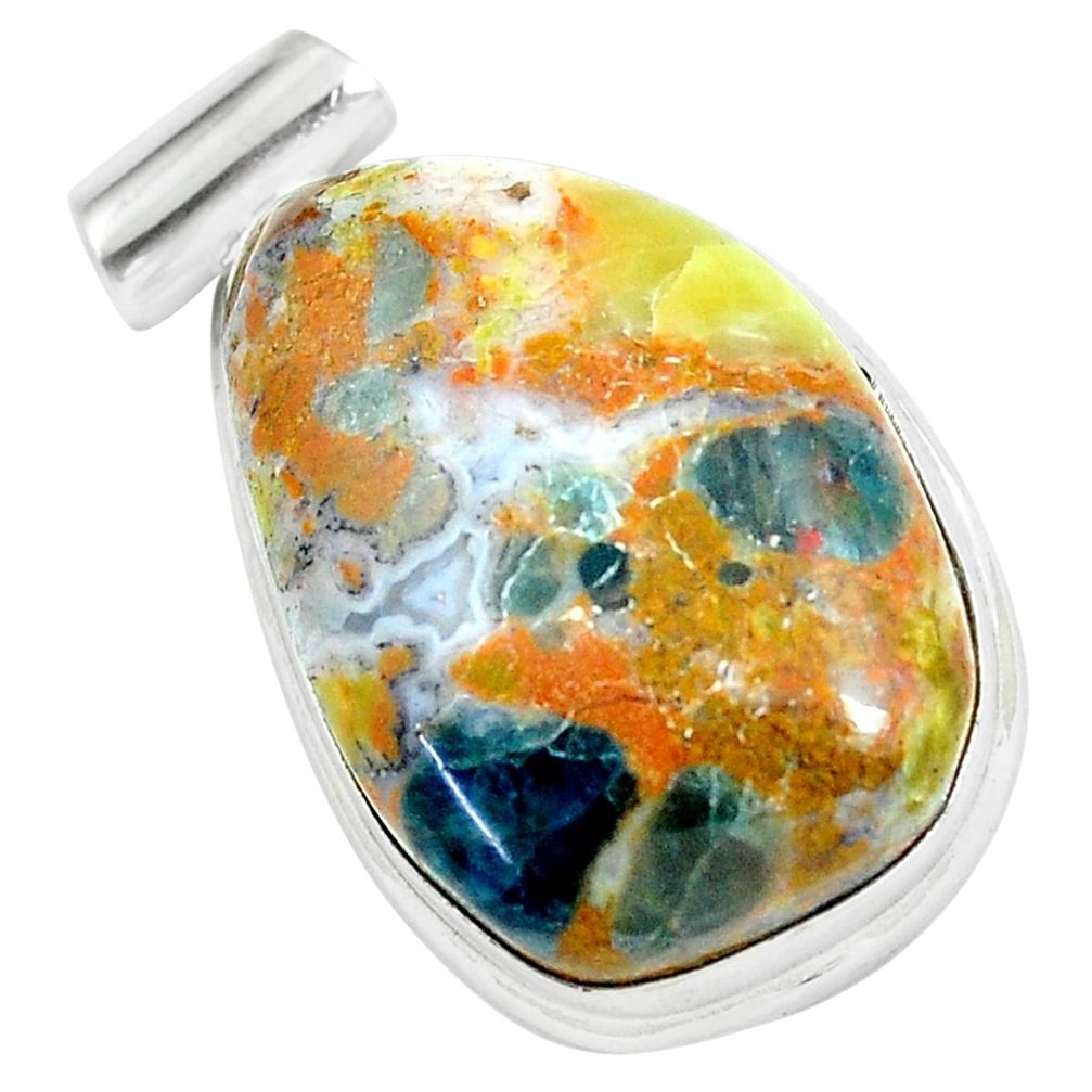 20.85cts natural yellow bio tourmaline 925 sterling silver pendant d31761