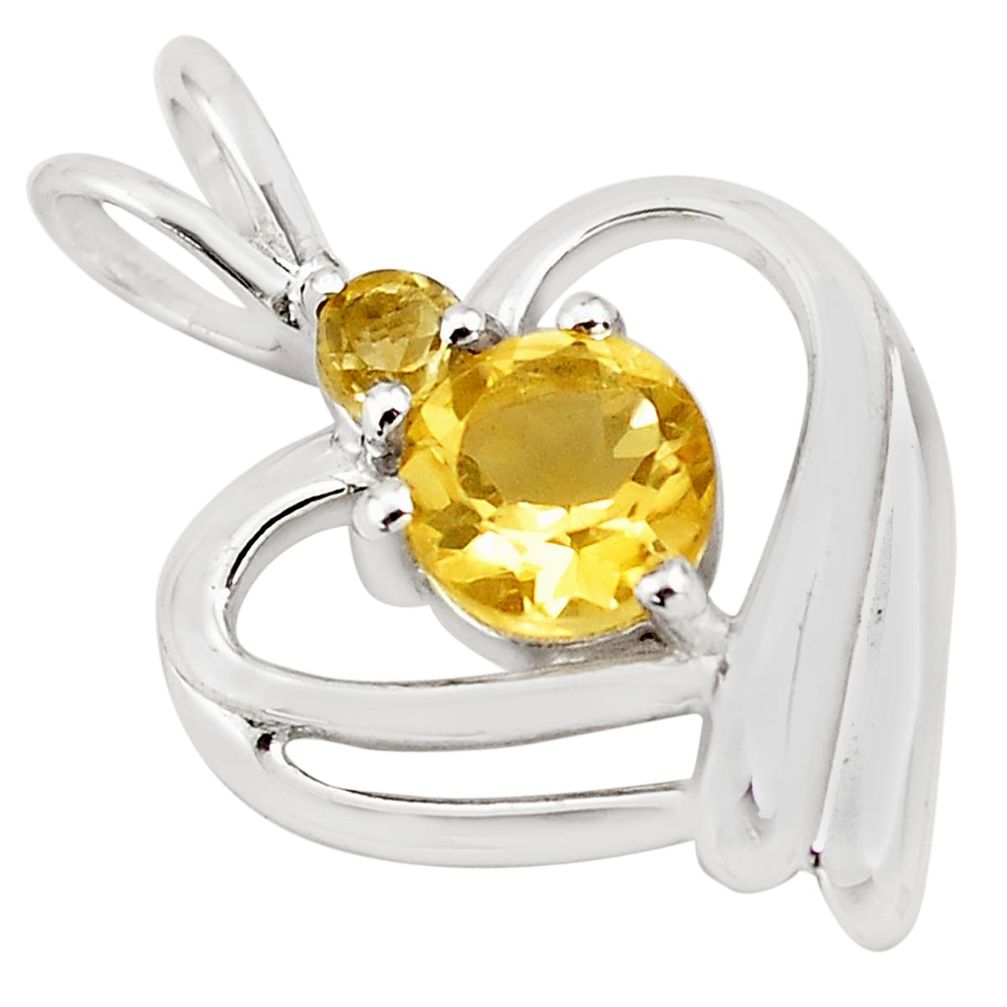 1.36cts natural yellow citrine 925 sterling silver heart pendant jewelry p82117