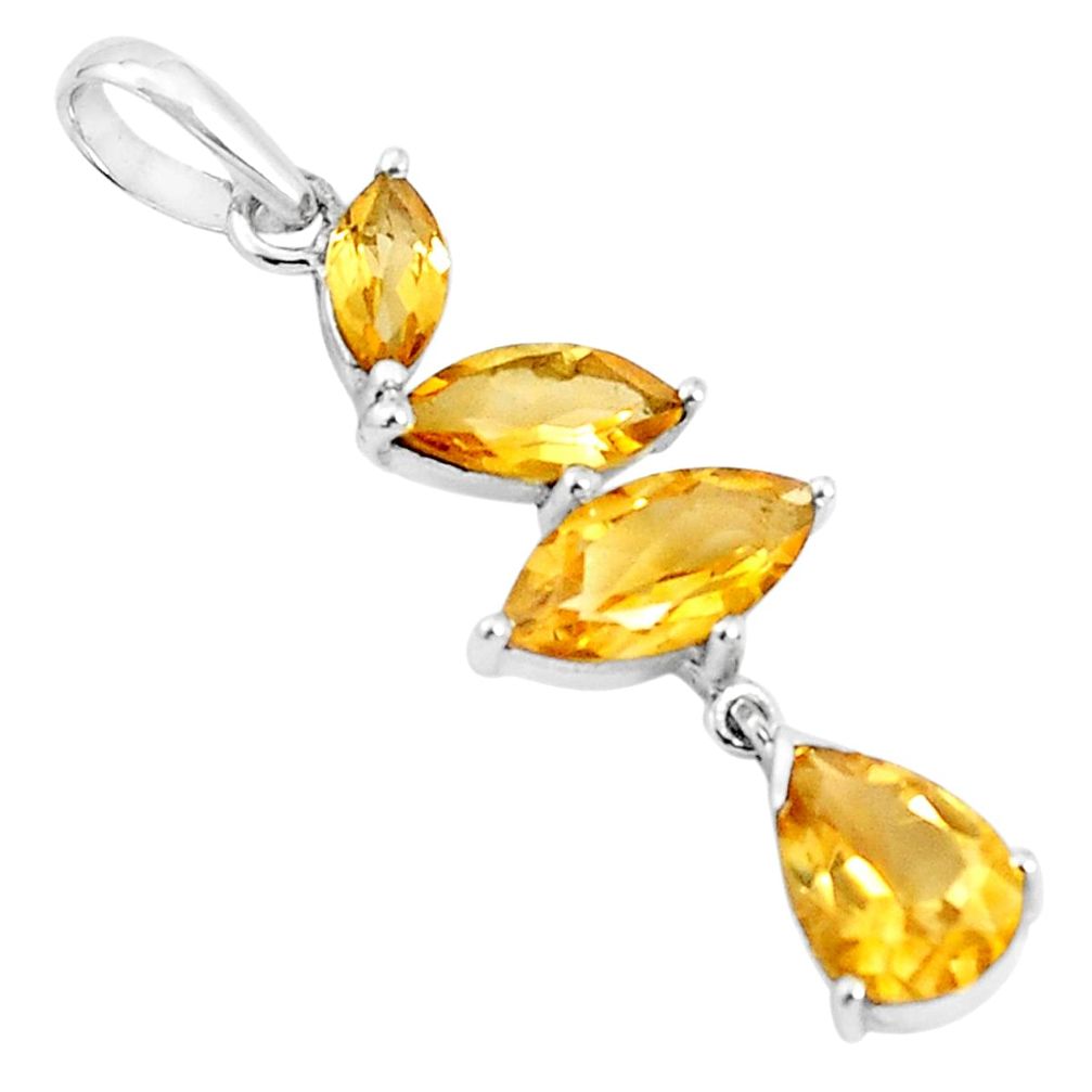 8.49cts natural yellow citrine 925 sterling silver pendant jewelry p36289