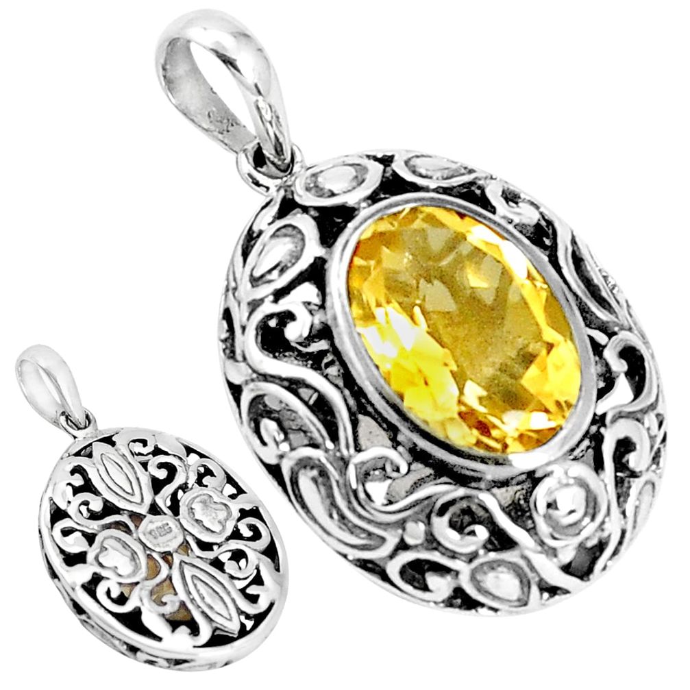 6.76cts natural yellow citrine 925 sterling silver pendant jewelry p36490