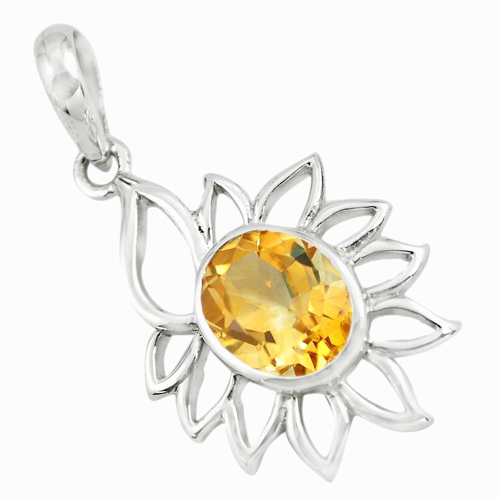 4.06cts natural yellow citrine 925 sterling silver pendant jewelry p62648