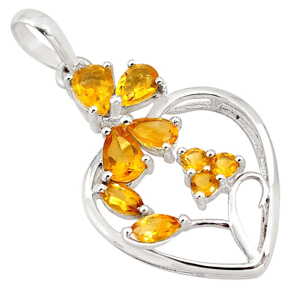 7.49cts natural yellow citrine 925 sterling silver pendant jewelry p82046