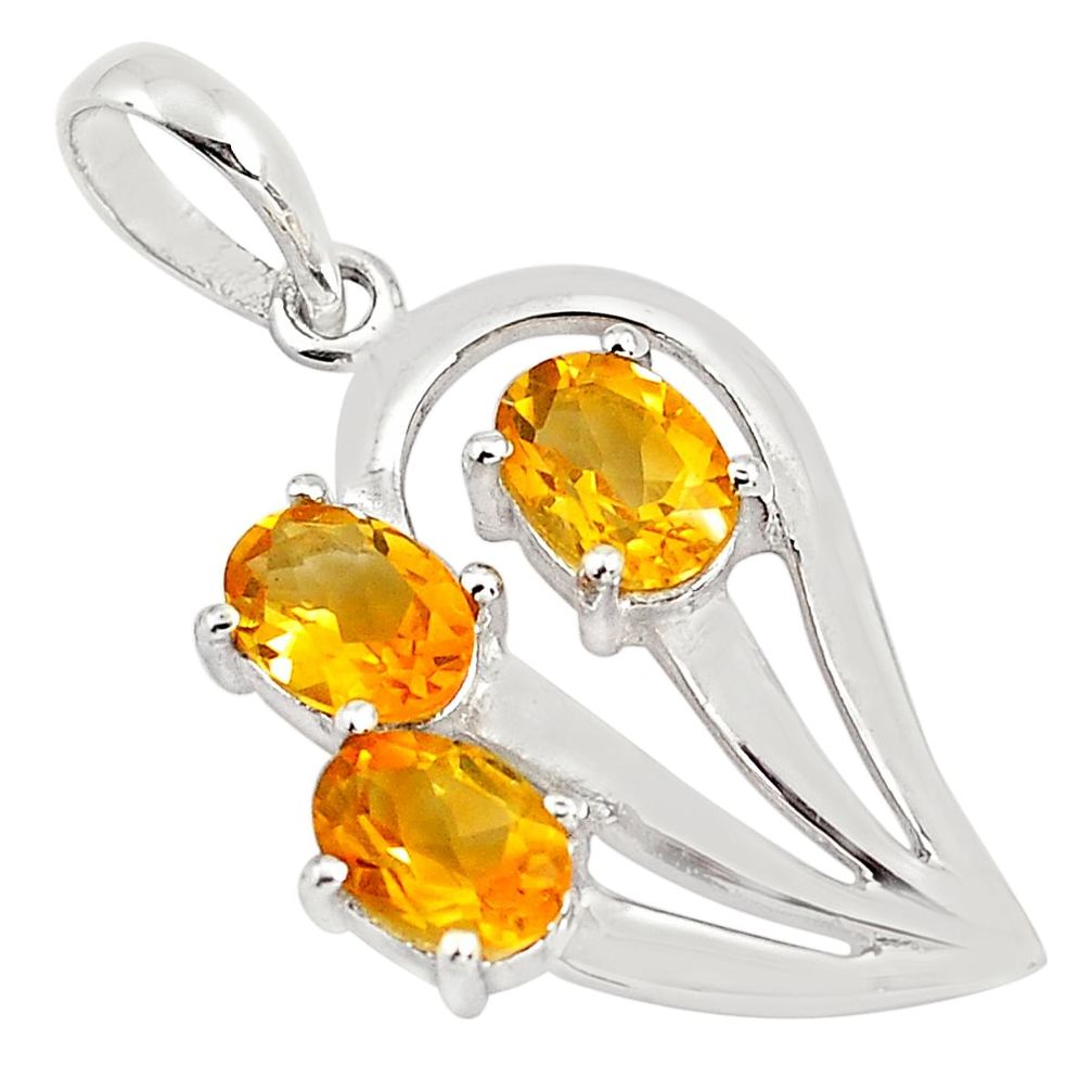 4.52cts natural yellow citrine 925 sterling silver pendant jewelry p82062