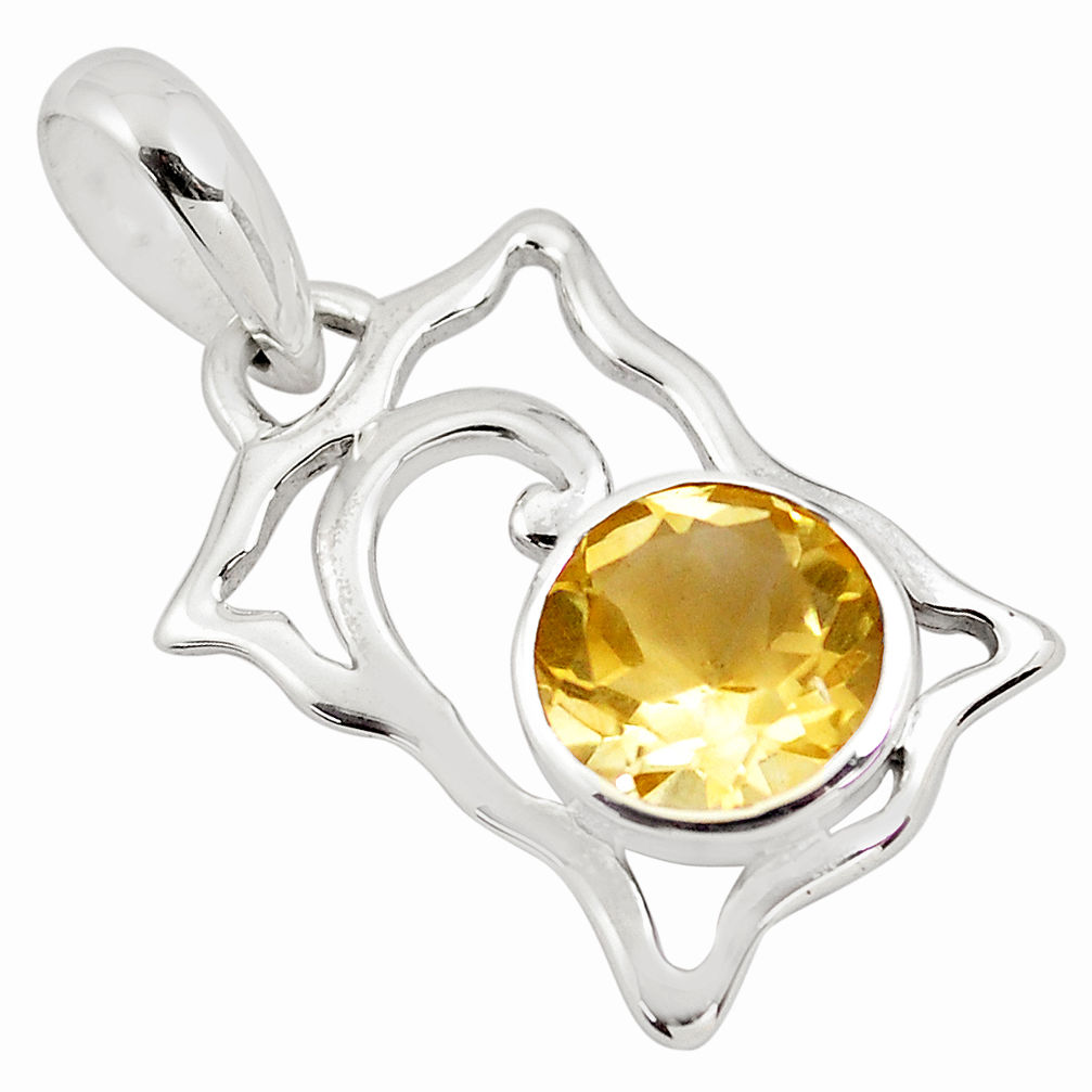 2.92cts natural yellow citrine 925 sterling silver pendant jewelry p82107