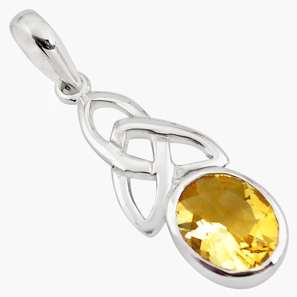 4.30cts natural yellow citrine 925 sterling silver pendant jewelry p82501