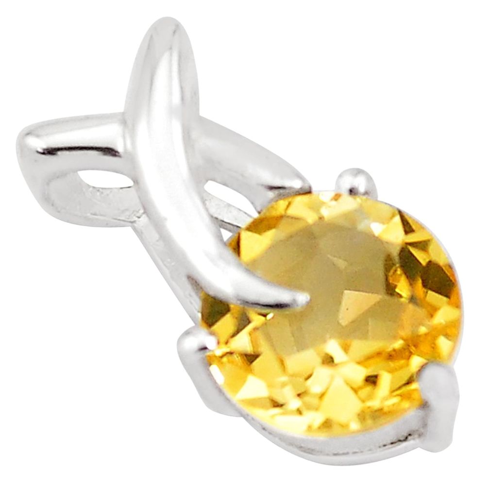 3.02cts natural yellow citrine 925 sterling silver pendant jewelry p82546