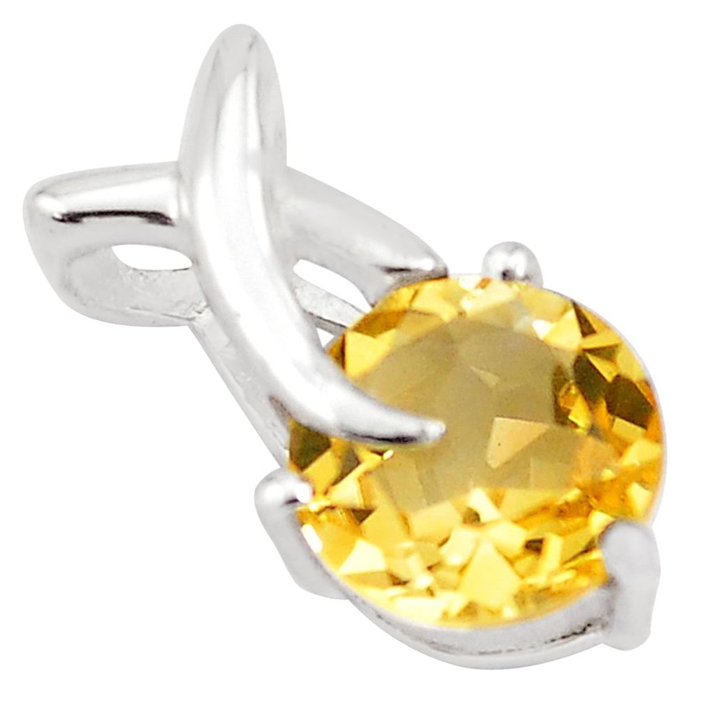 2.94cts natural yellow citrine 925 sterling silver pendant jewelry p82547