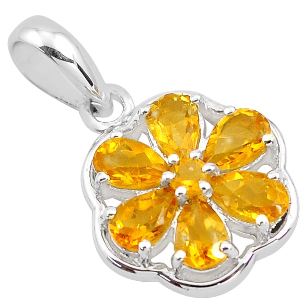 6.22cts natural yellow citrine 925 sterling silver pendant jewelry p83797