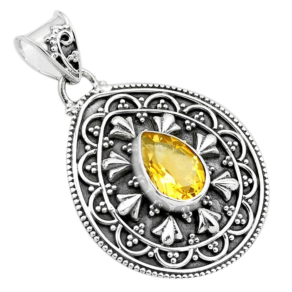 2.85cts natural yellow citrine 925 sterling silver pendant jewelry p86291