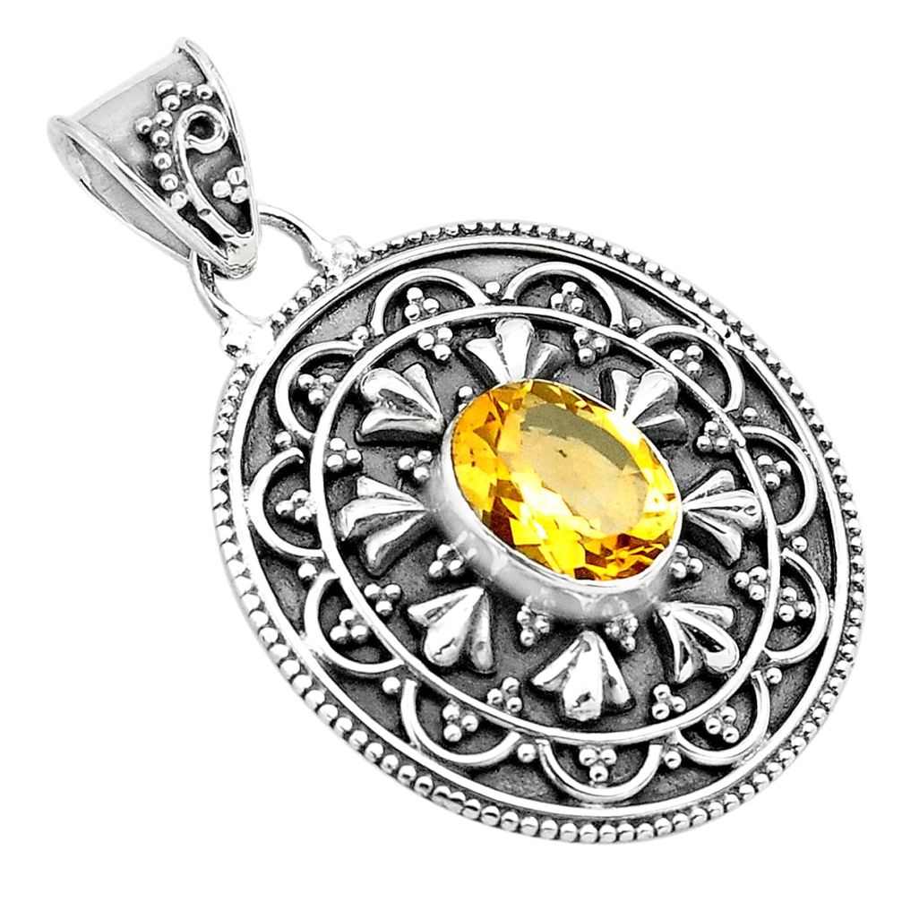3.13cts natural yellow citrine 925 sterling silver pendant jewelry p86292