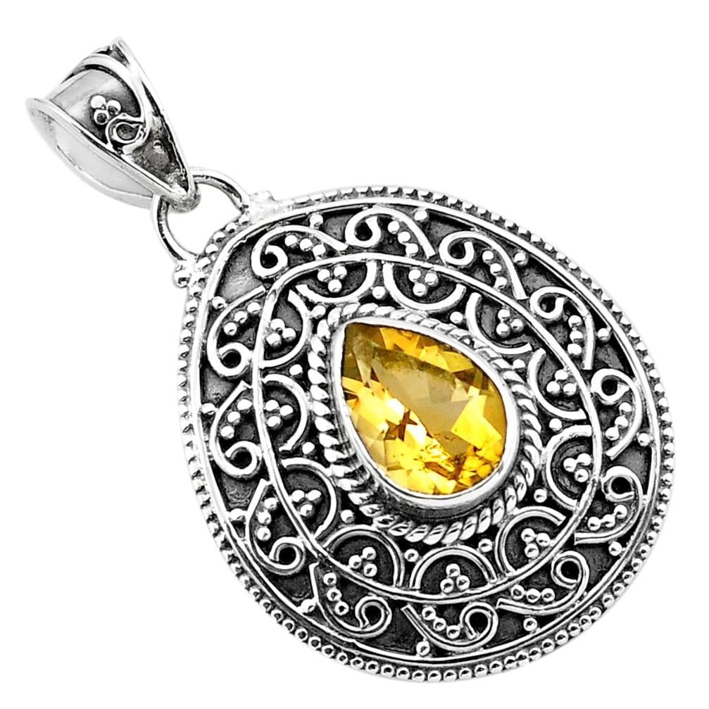 2.76cts natural yellow citrine 925 sterling silver pendant jewelry p86333