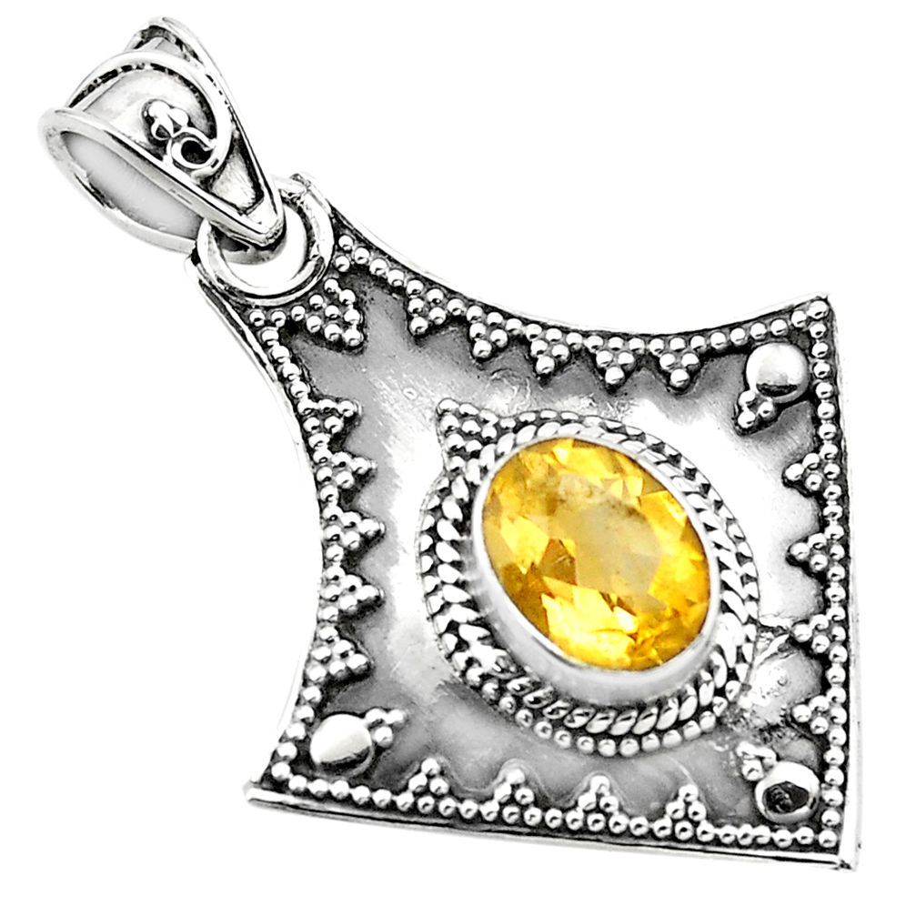 3.01cts natural yellow citrine 925 sterling silver pendant jewelry p86355
