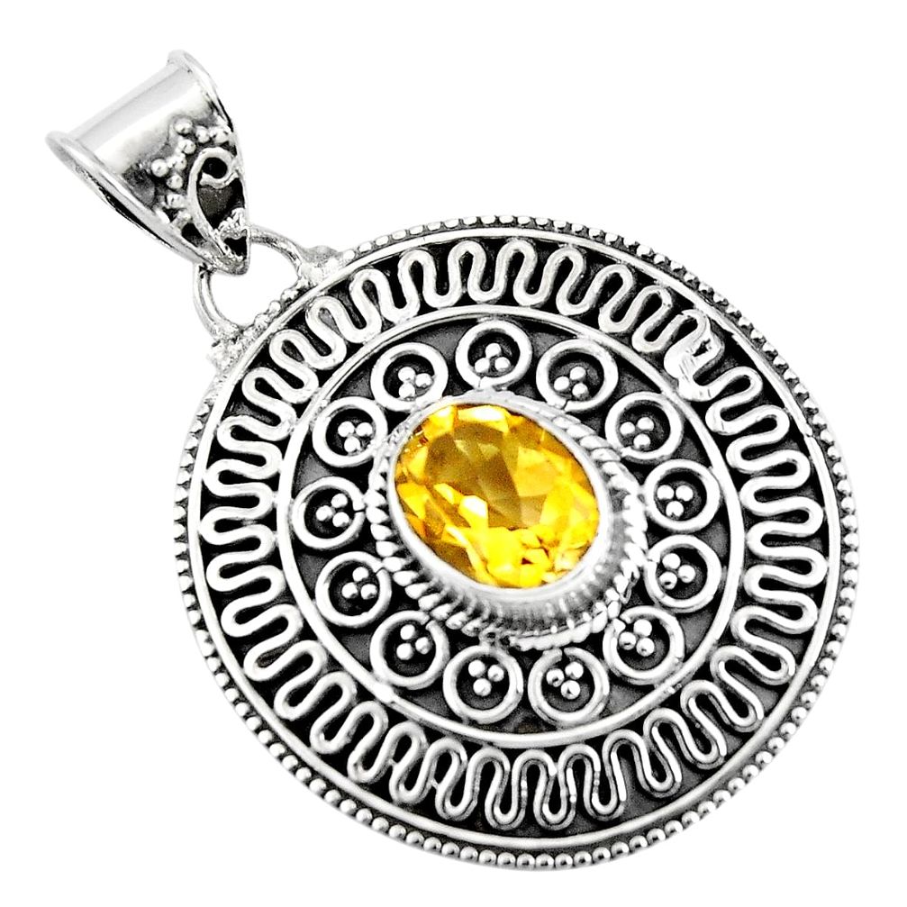 3.15cts natural yellow citrine 925 sterling silver pendant jewelry p90245