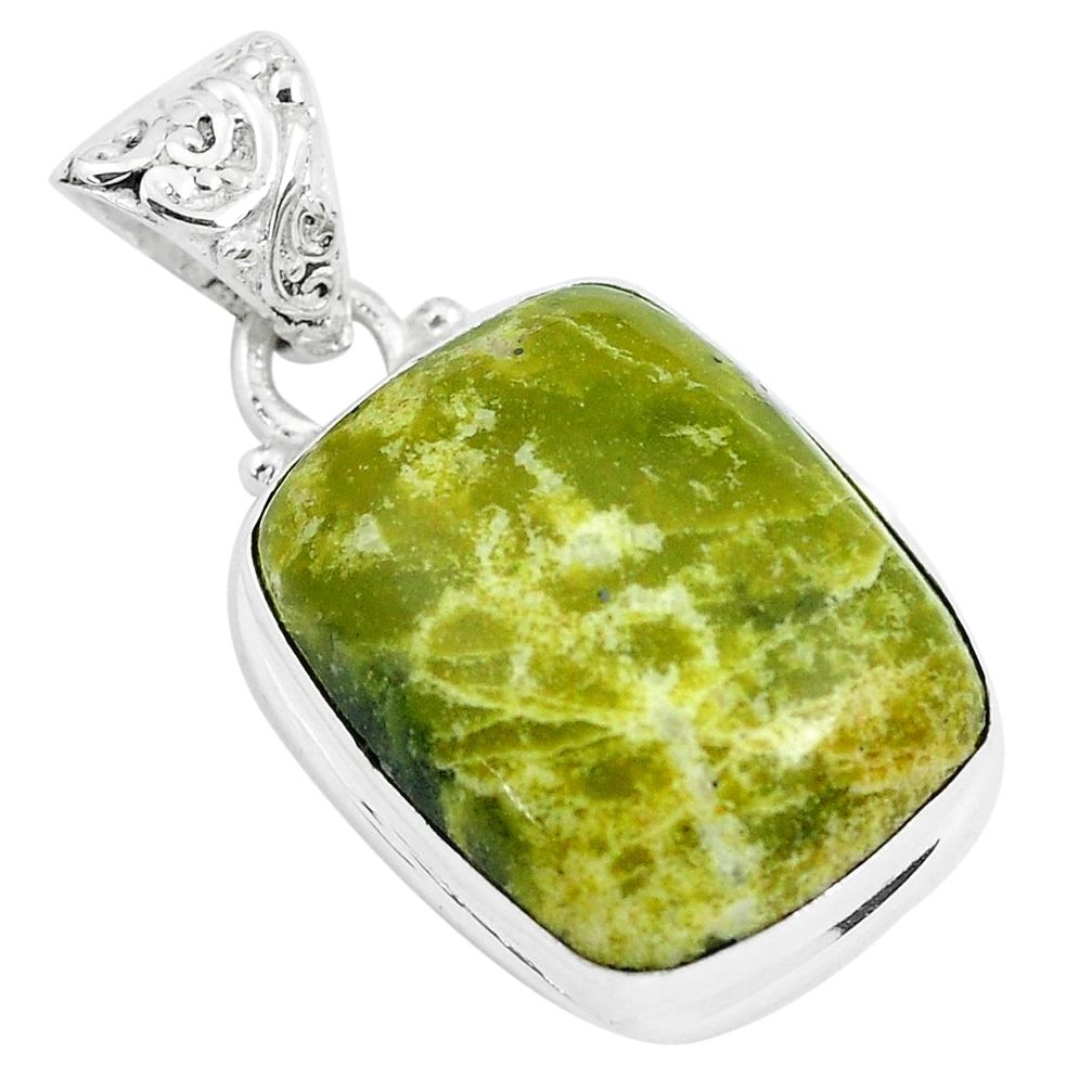 20.07cts natural yellow lizardite (meditation stone) 925 silver pendant p46267