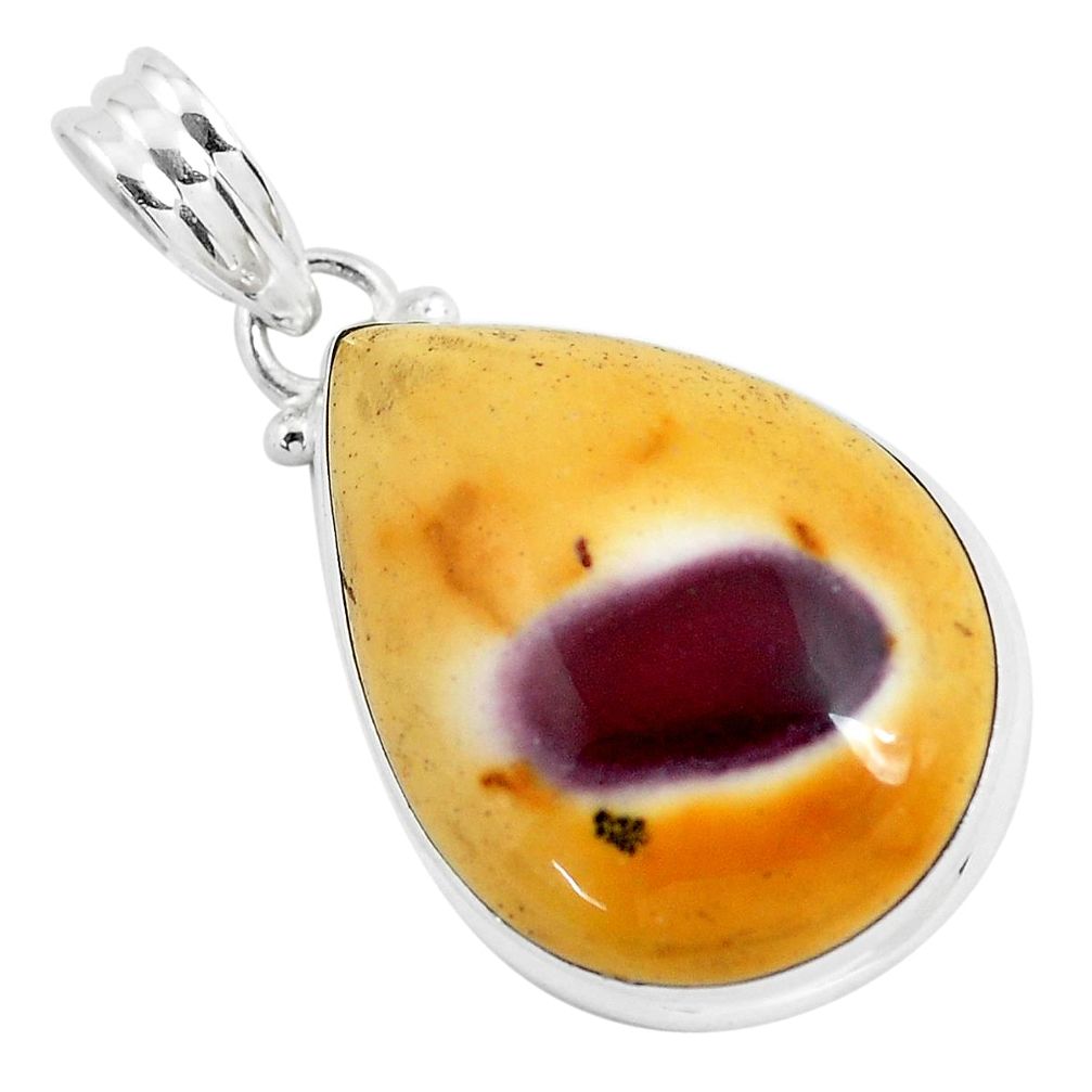 16.62cts natural yellow mookaite 925 sterling silver pendant jewelry p46292