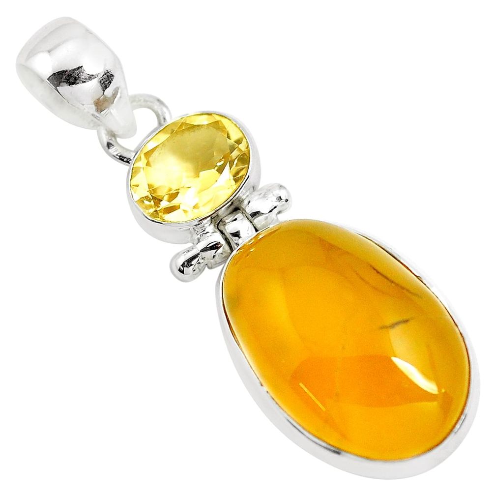 13.66cts natural yellow opal citrine 925 sterling silver pendant jewelry p42563