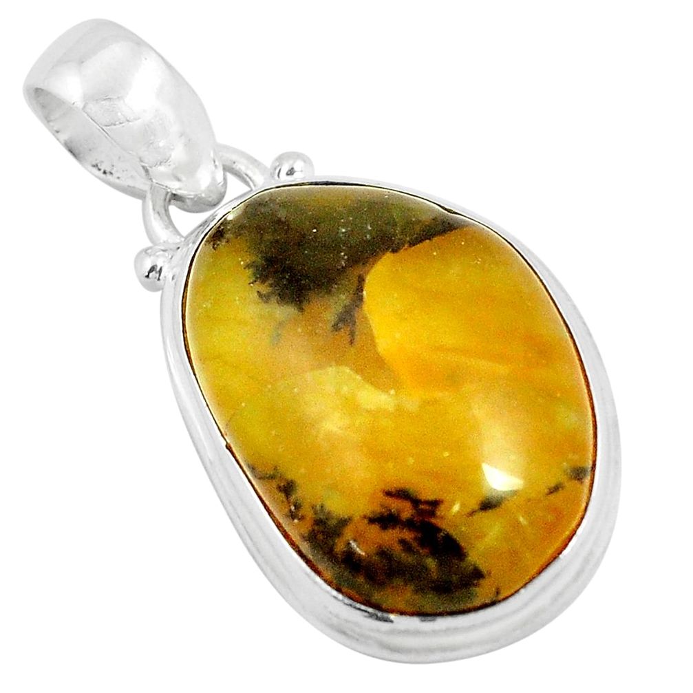 15.08cts natural yellow opal fancy 925 sterling silver pendant jewelry d31062