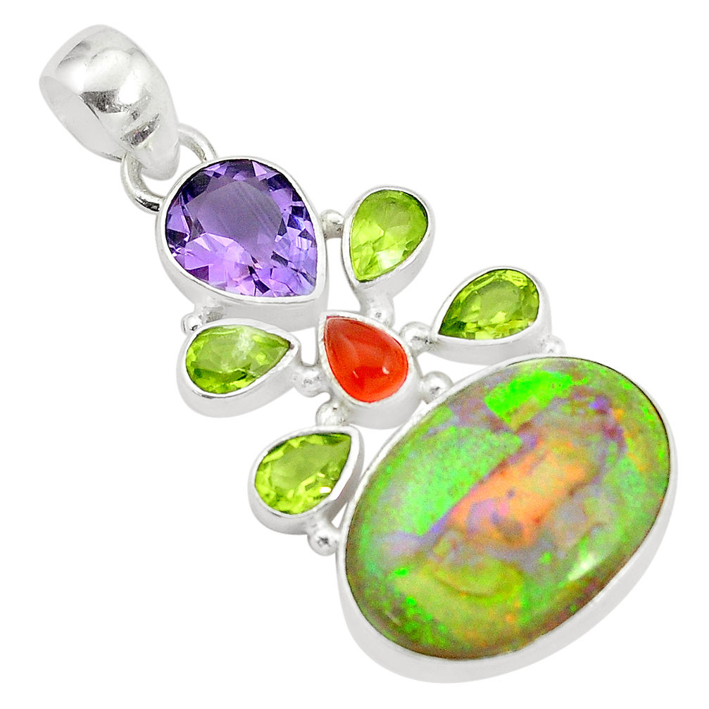 15.02cts opal cornelian (carnelian) 925 sterling silver pendant p35876