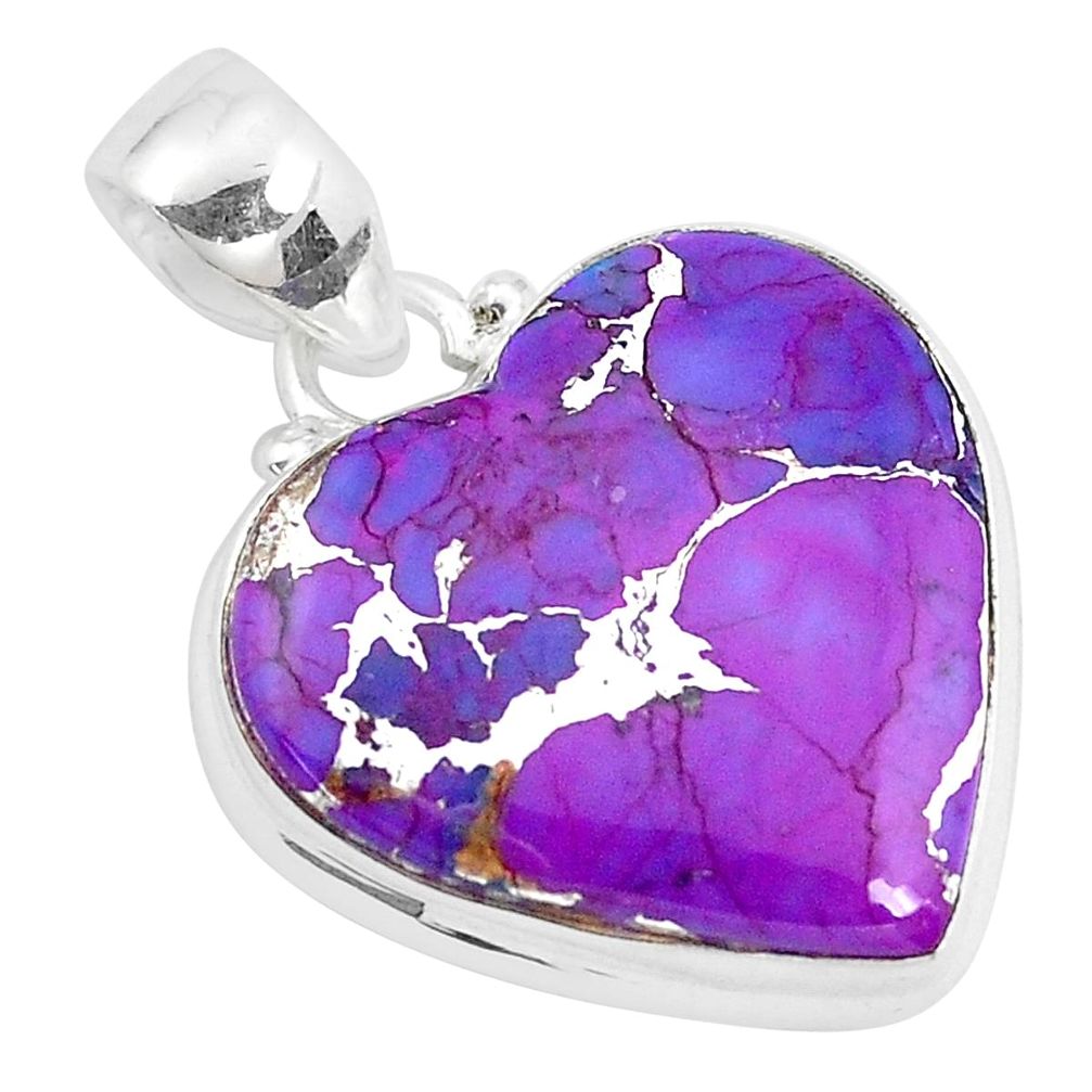 16.54cts purple copper turquoise 925 sterling silver heart pendant p40434