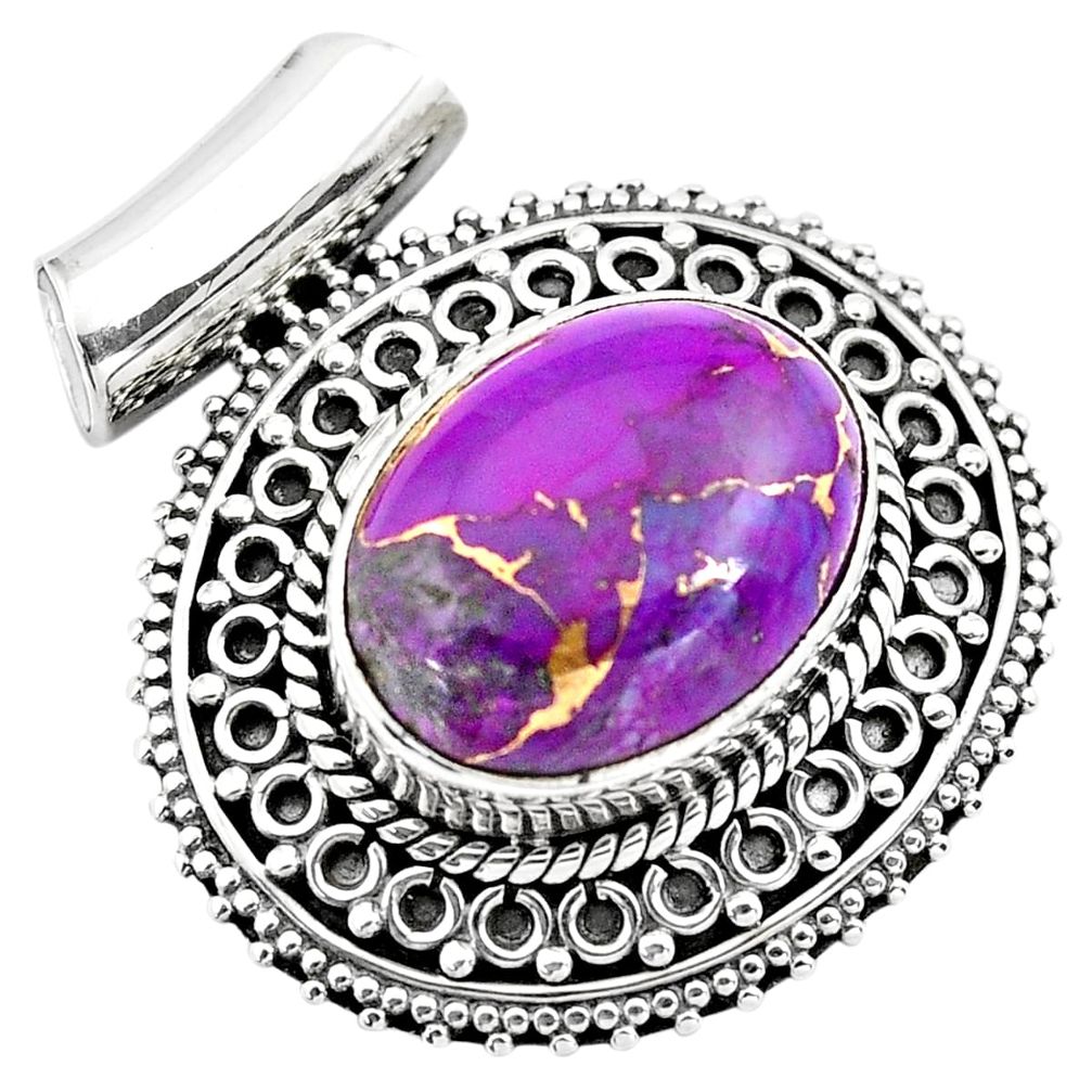 10.26cts purple copper turquoise 925 sterling silver pendant jewelry p86563