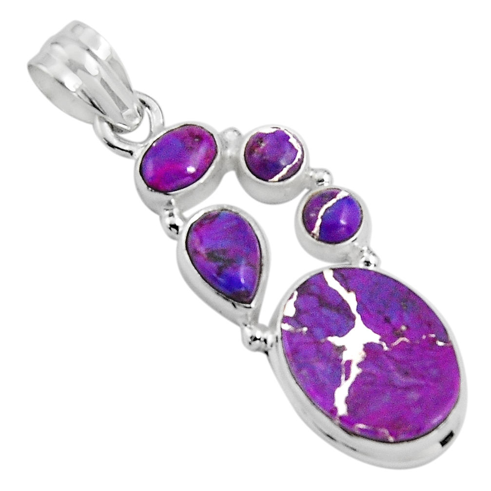 13.28cts purple copper turquoise 925 sterling silver pendant jewelry p89161