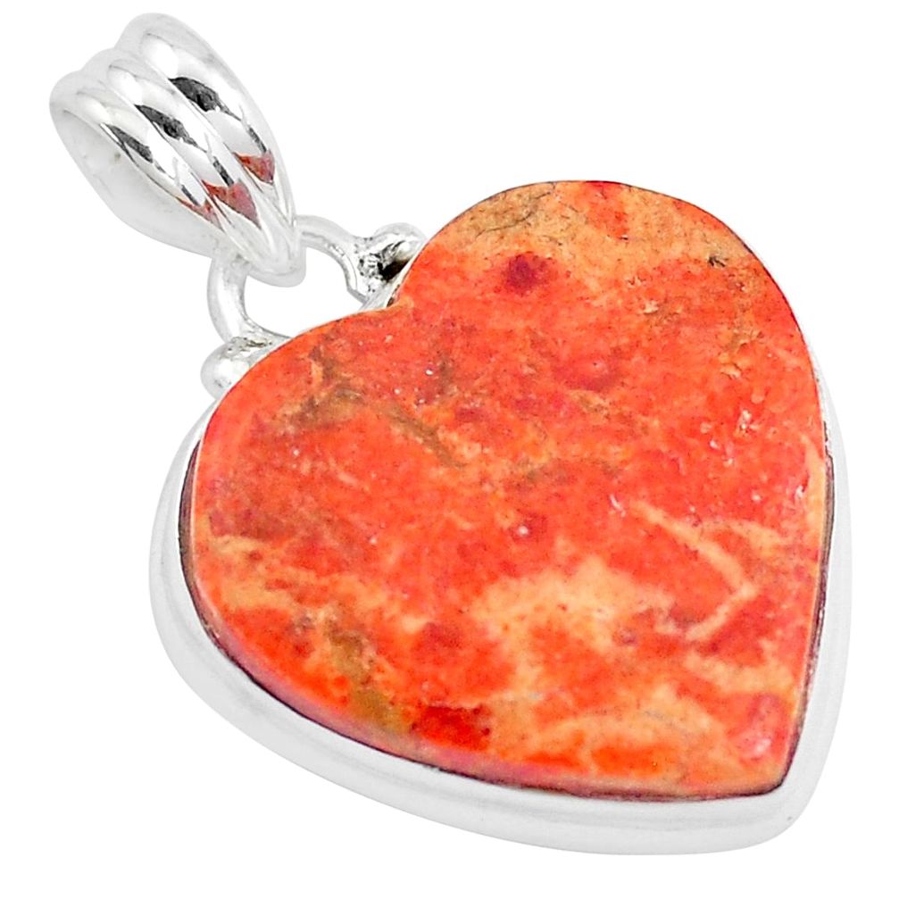 16.54cts red copper turquoise 925 sterling silver heart pendant jewelry p40422