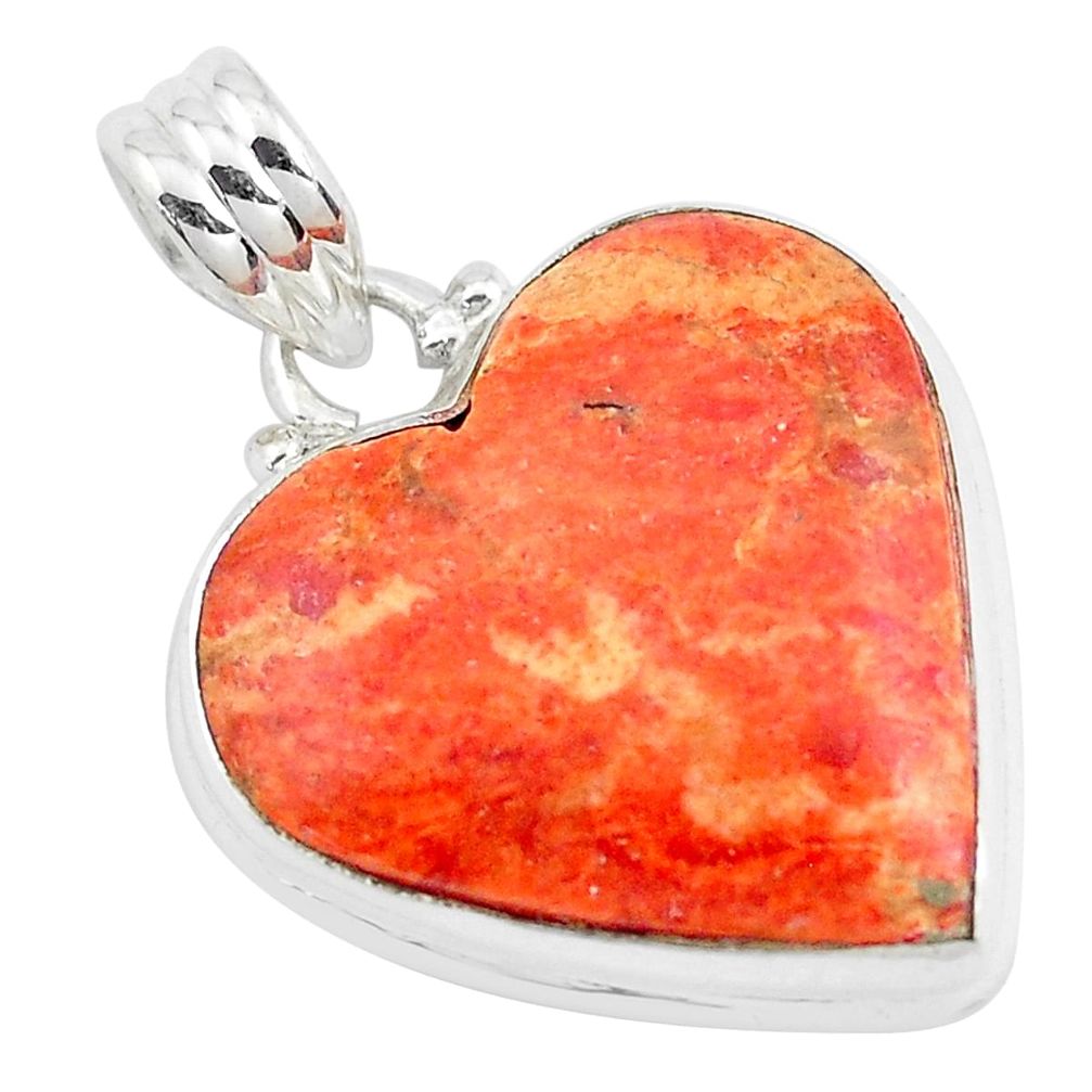 15.41cts red copper turquoise 925 sterling silver heart pendant jewelry p40423