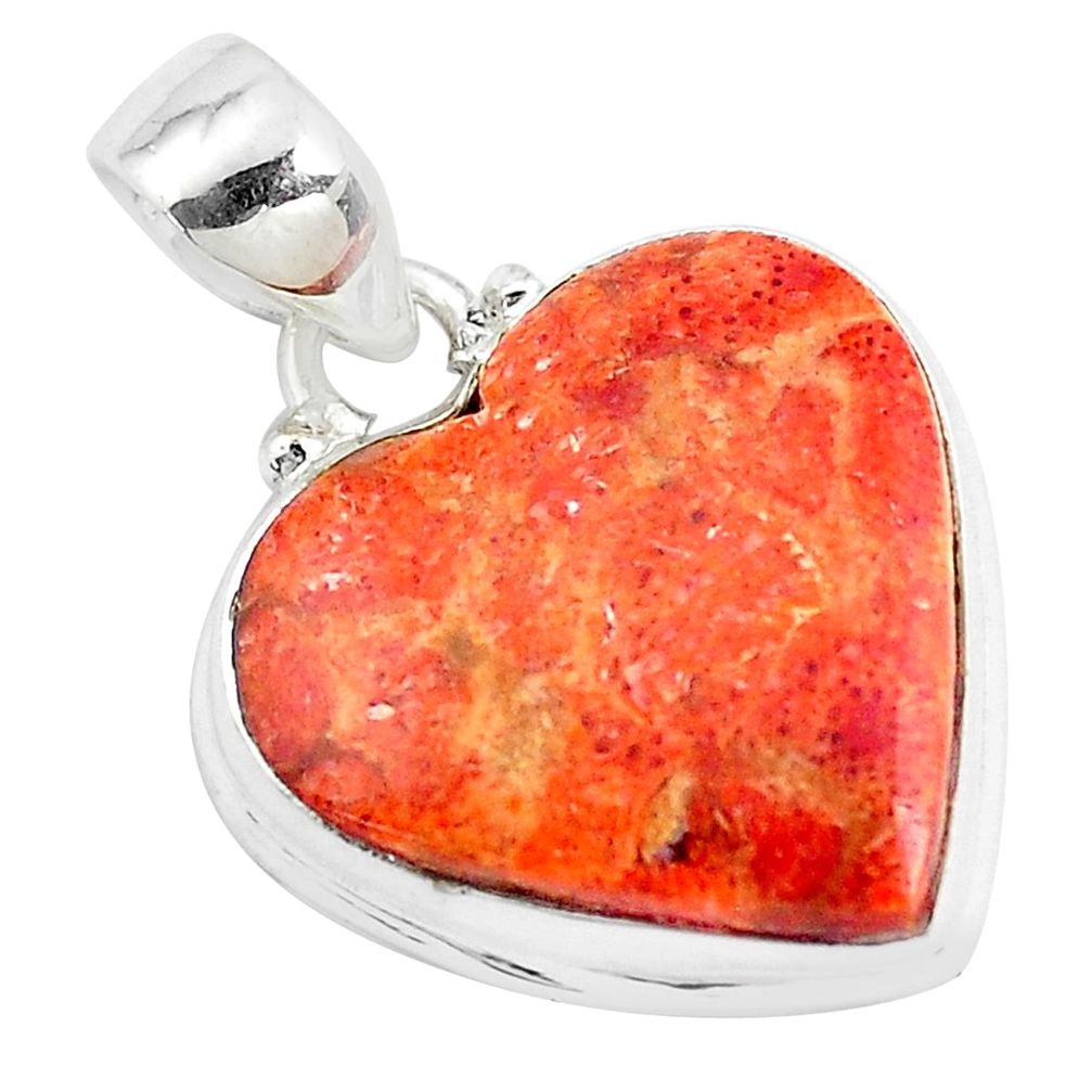 13.15cts red copper turquoise 925 sterling silver heart pendant jewelry p40425