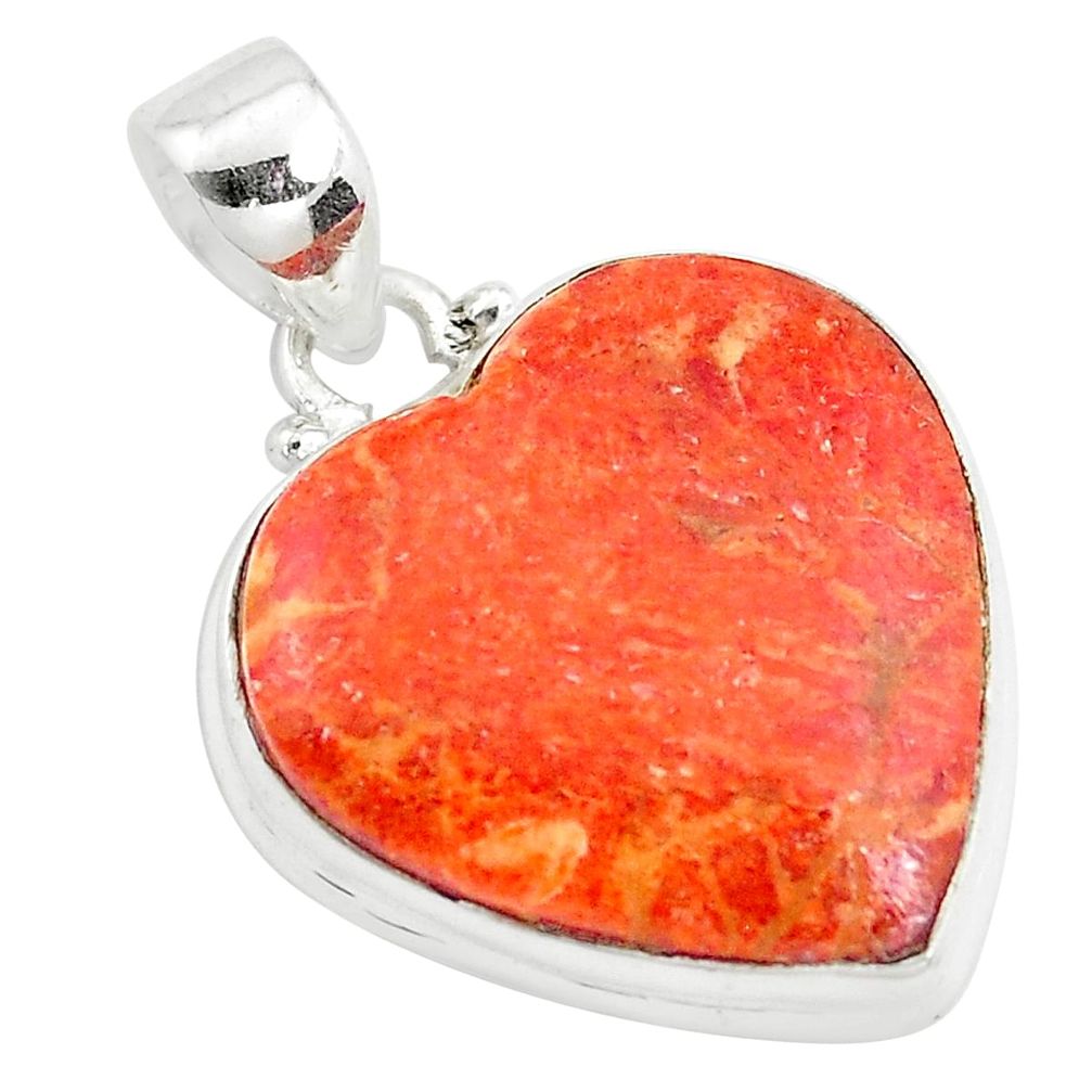 16.87cts red copper turquoise 925 sterling silver heart pendant jewelry p40426