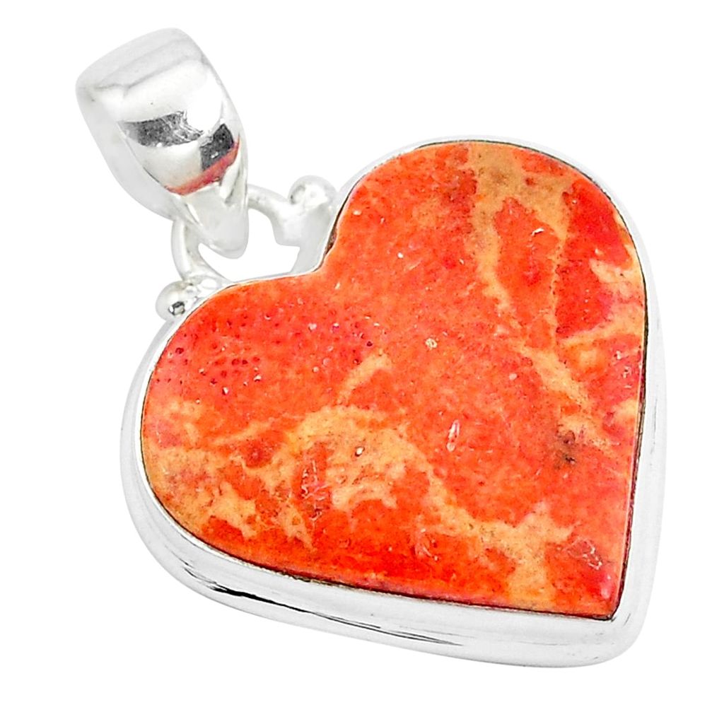 15.55cts red copper turquoise 925 sterling silver heart pendant jewelry p40428