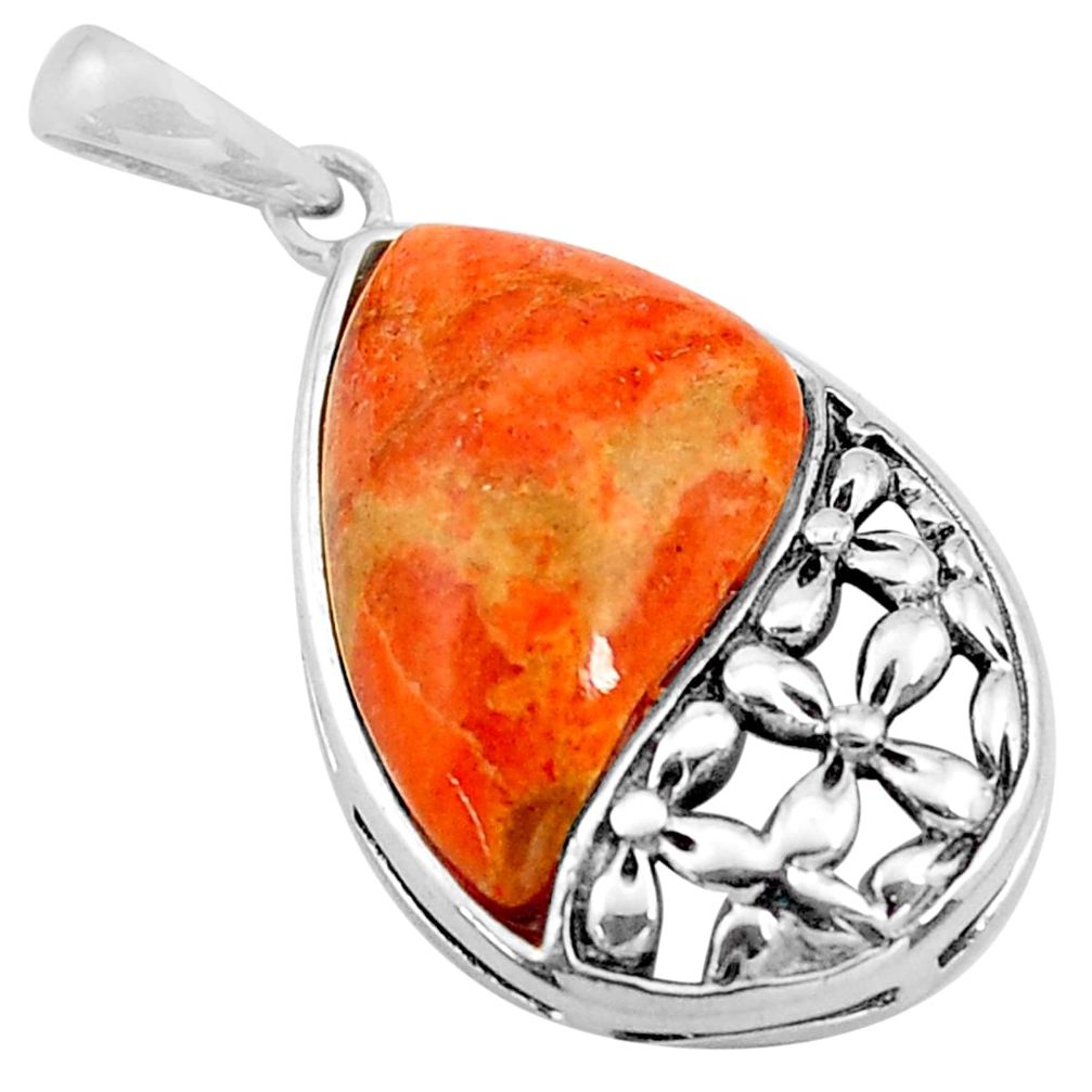 5.20cts red copper turquoise 925 sterling silver pendant jewelry c4396