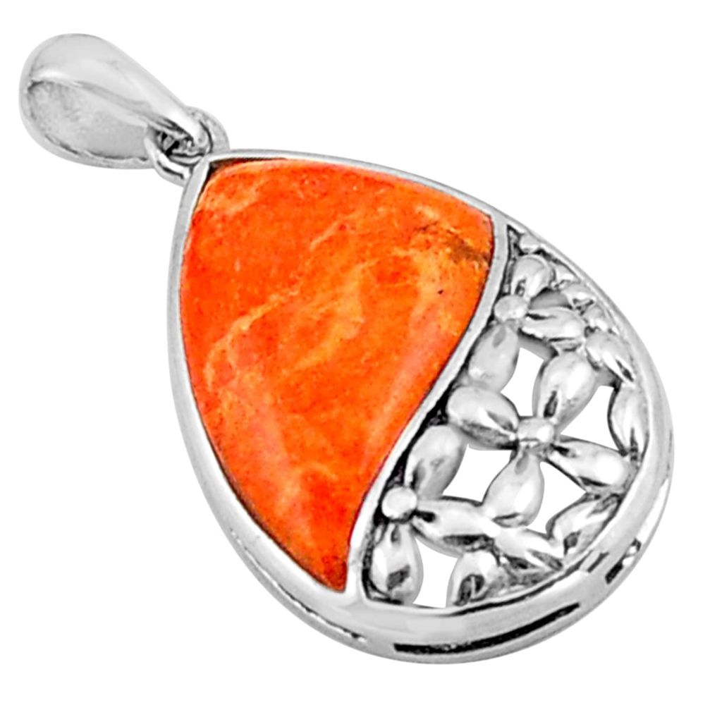 4.34cts southwestern red copper turquoise 925 sterling silver pendant c4768