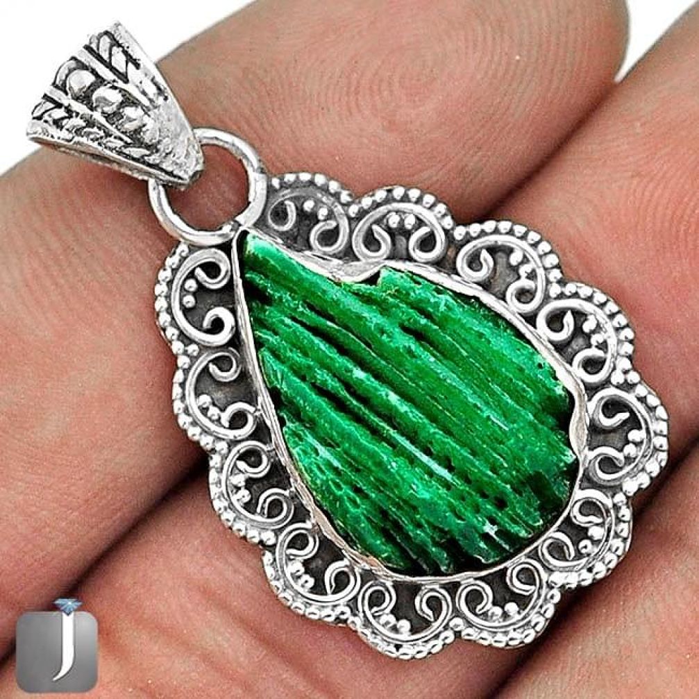 STUNNING RARE GREEN CARDITA SHELL 925 STERLING SILVER PENDANT JEWELRY G31697