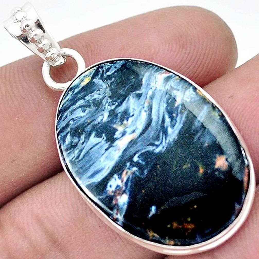 SUBLIME BLACK PIETERSITE (AFRICAN) OVAL 925 STERLING SILVER PENDANT H44022