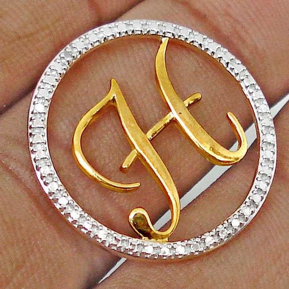SUPERIOR NATURAL DIAMOND 14K YELLOW GOLD INITIAL LETTER H CHARM PENDANT H19858