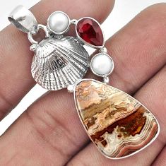 SWEET MULTICOLOR MEXICAN LAGUNA LACE AGATE SILVER SHEEP CHARM PENDANT H43952