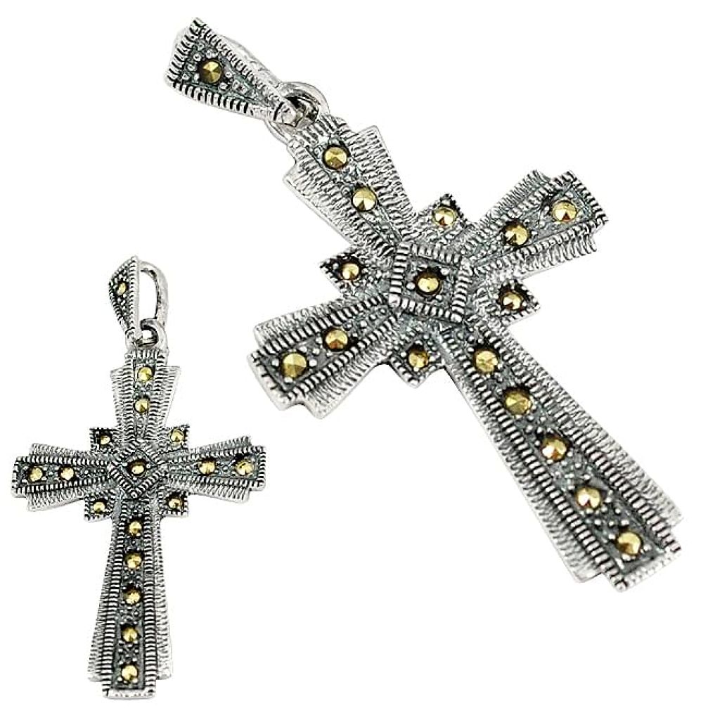 Swiss fine marcasite 925 sterling silver holy cross pendant jewelry h92550
