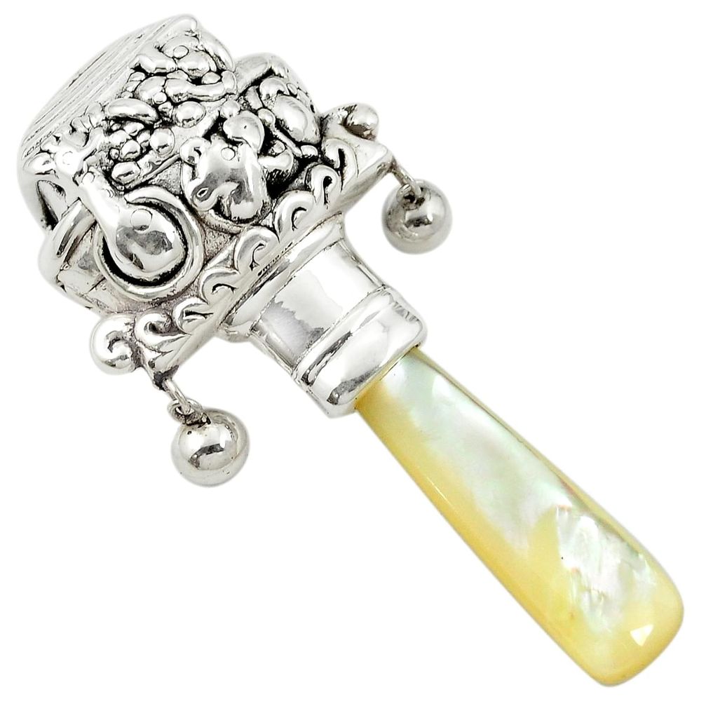 Baby toy natural blister pearl 925 sterling silver rattle jewelry a82151