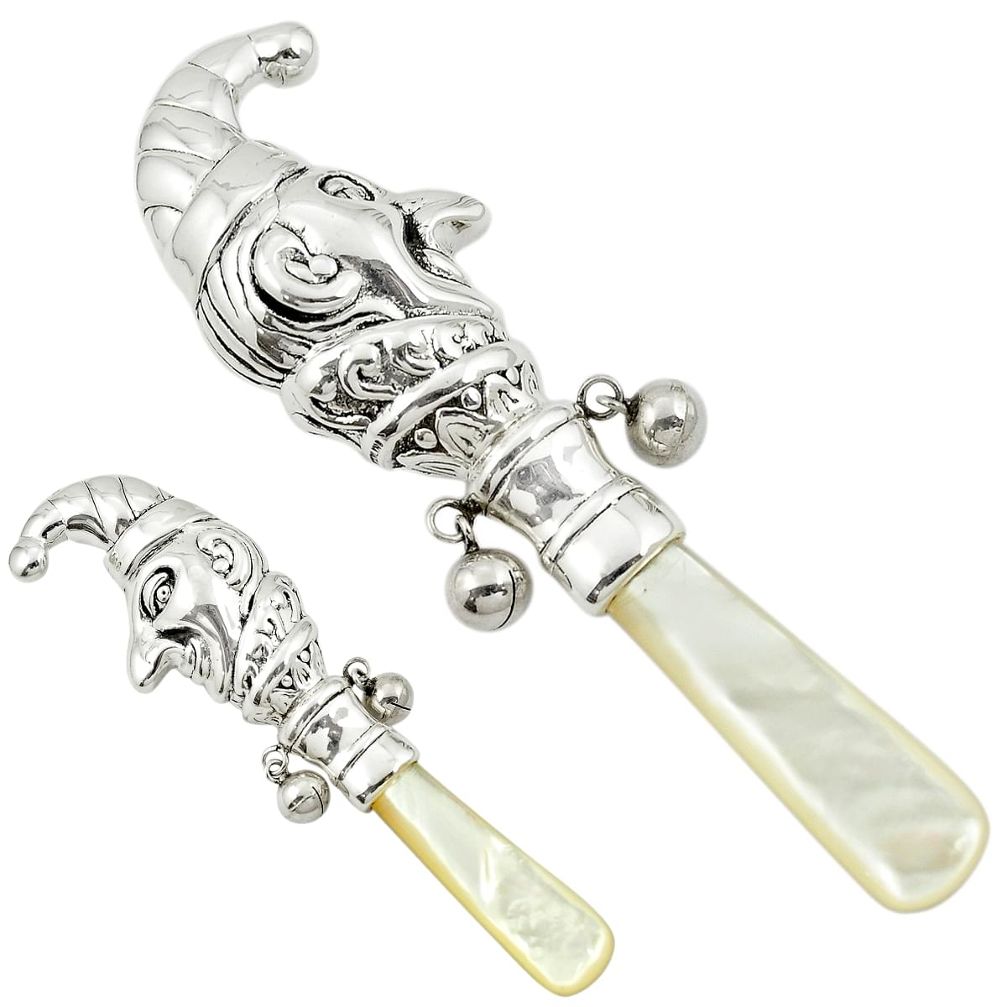 Baby toy natural blister pearl 925 sterling silver rattle jewelry a82153