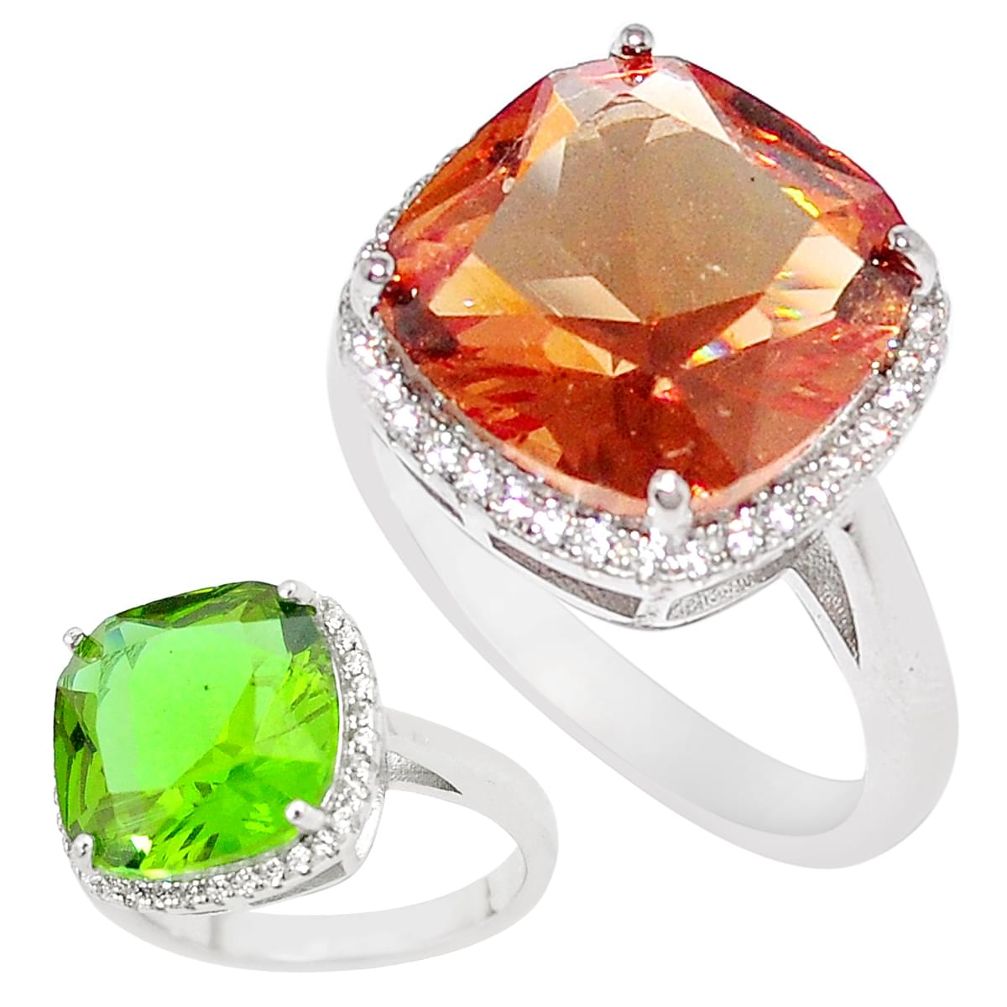 11.44cts green alexandrite (lab) topaz 925 silver solitaire ring size 9 c24242