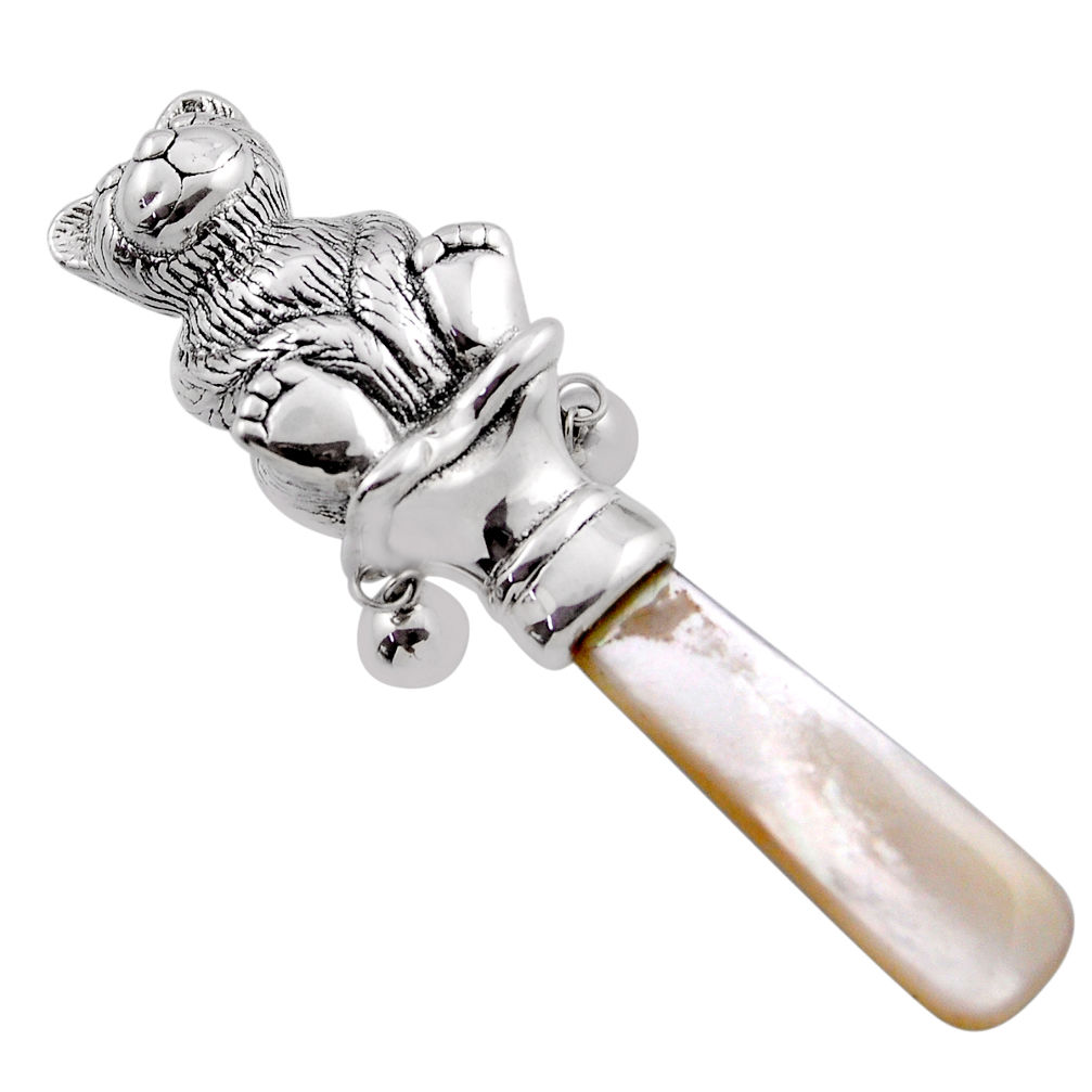 12.05cts teddy bear natural white pearl fancy 925 sterling silver rattle n20377