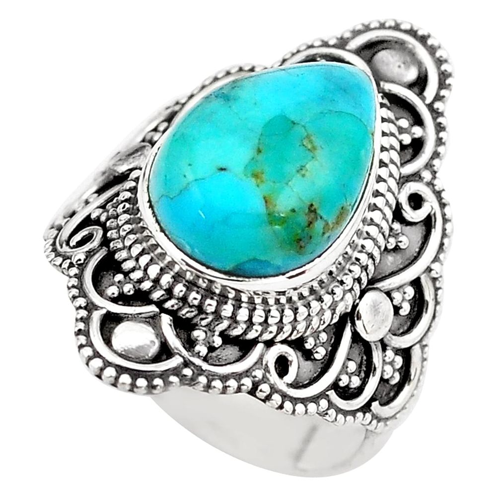 925 silver 5.27cts blue arizona mohave turquoise solitaire ring size 6 p86876