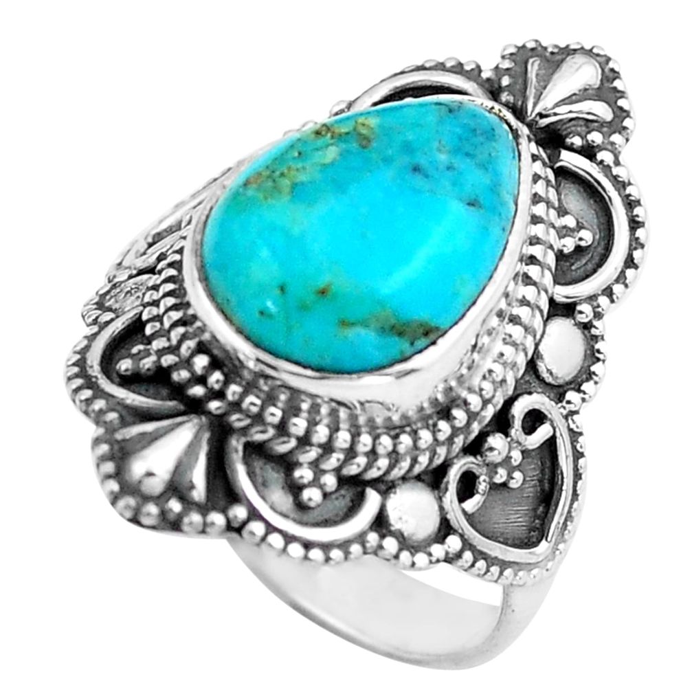 925 silver 4.92cts blue arizona mohave turquoise solitaire ring size 6 p86939