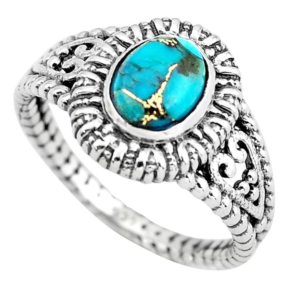 925 silver 2.13cts blue copper turquoise solitaire ring jewelry size 8 p55774