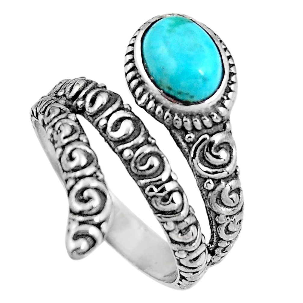 925 silver 2.35cts blue sleeping beauty turquoise solitaire ring size 8.5 p92073