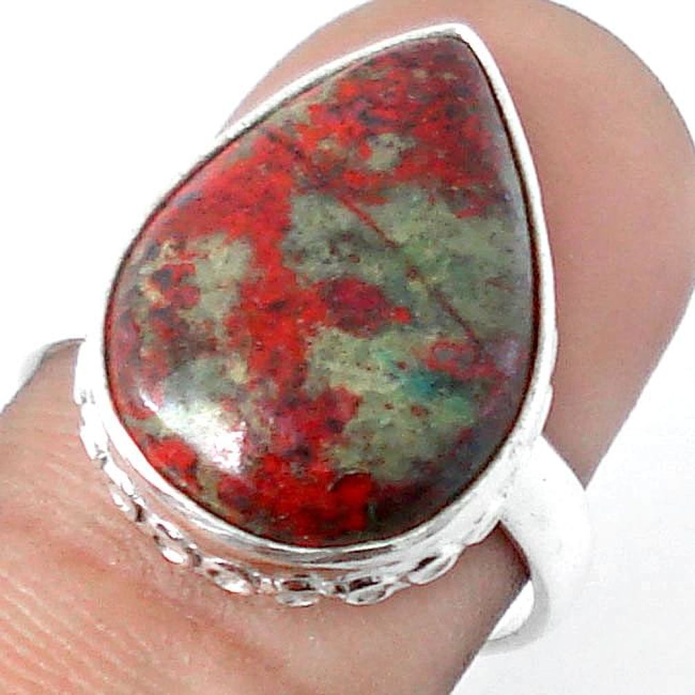 925 SILVER ELEGANT SONORA SUNRISE (CUPRITE CHRYSOCOLLA) PEAR RING SIZE 8 G82400