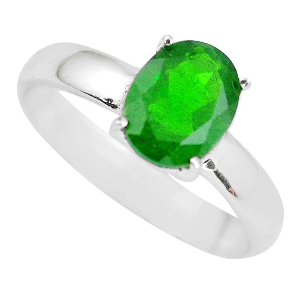 925 silver 3.18cts faceted natural chrome diopside solitaire ring size 8 p63783