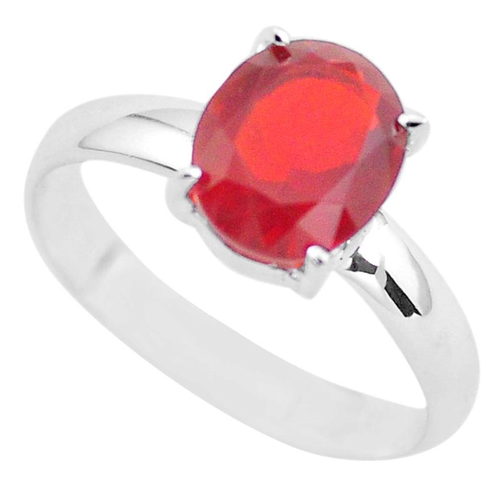 925 silver faceted natural orange mexican fire opal solitaire ring size 9 p54348