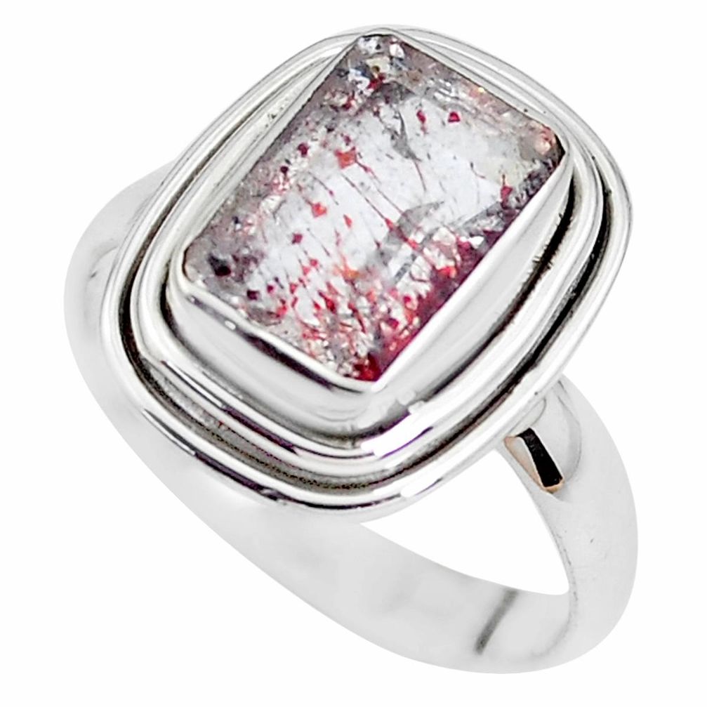 925 silver faceted natural red strawberry quartz solitaire ring size 8 p41756